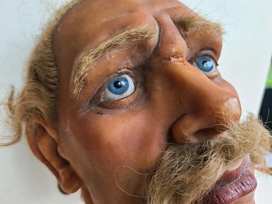 ANTIQUE WAX MANNEQUIN HEAD rare LIFE SIZE tortured soul - 2