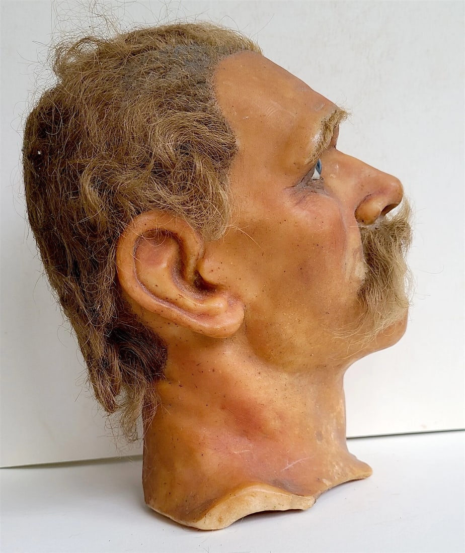 ANTIQUE WAX MANNEQUIN HEAD rare LIFE SIZE tortured soul - 5