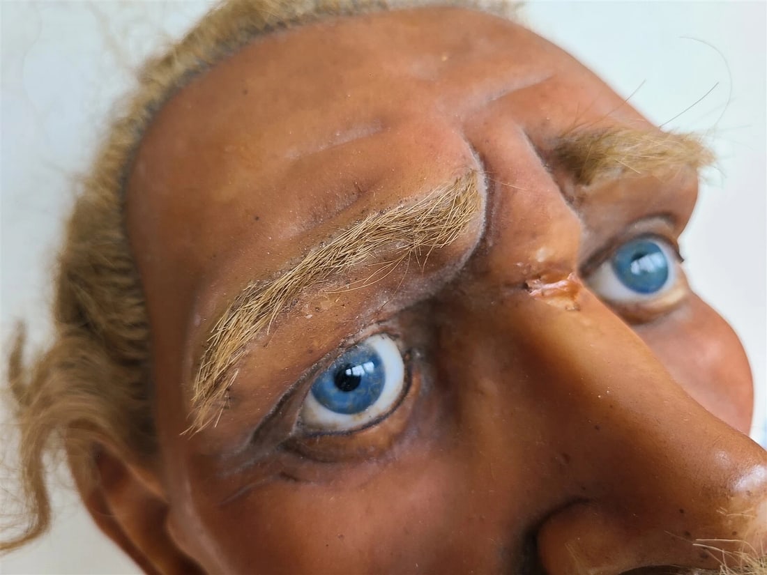 ANTIQUE WAX MANNEQUIN HEAD rare LIFE SIZE tortured soul - 6