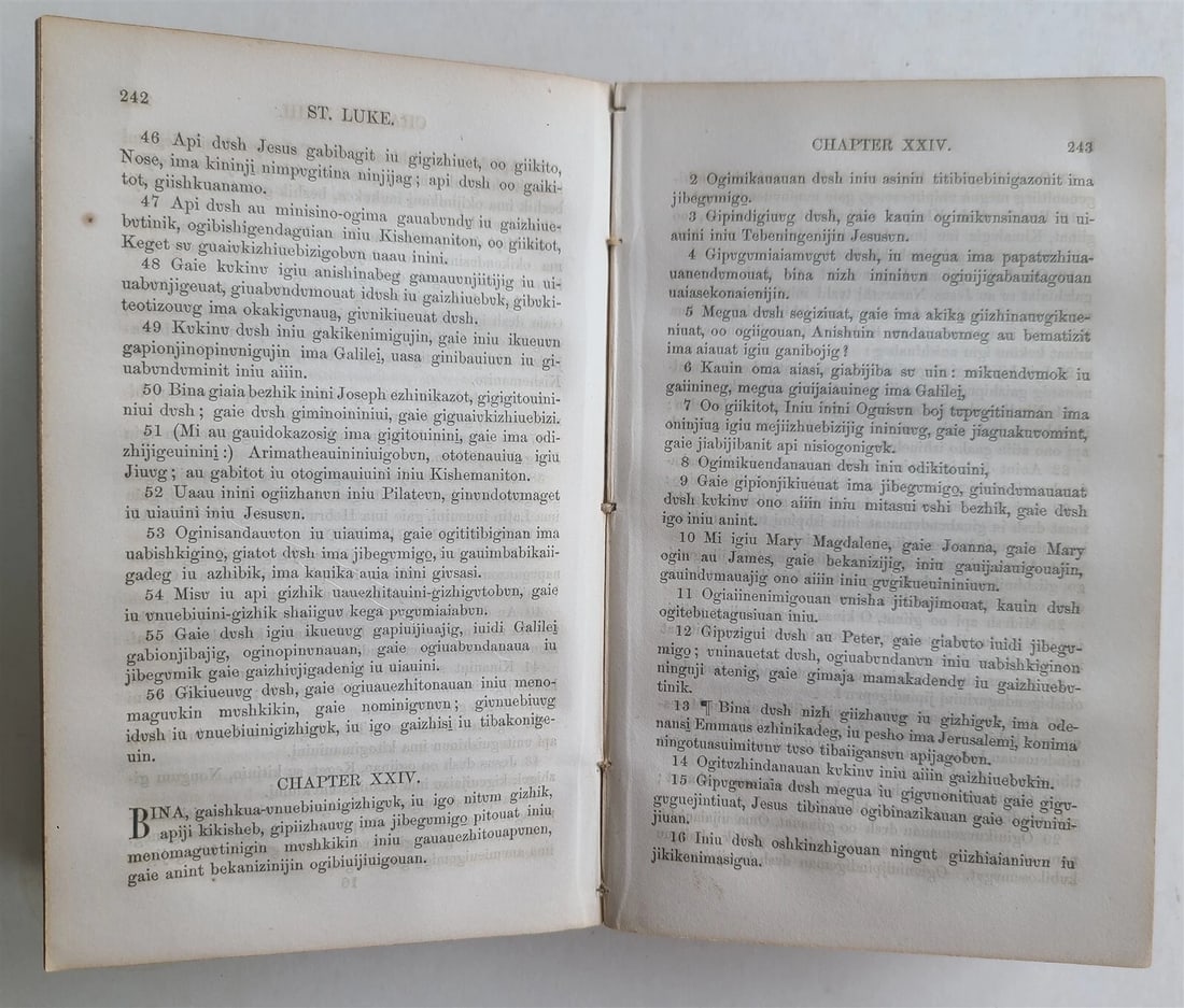1856 BIBLE in LANGUAGE of OJIBWA INDIANS NEW TESTAMENT antique AMERICANA RARE ! - 5