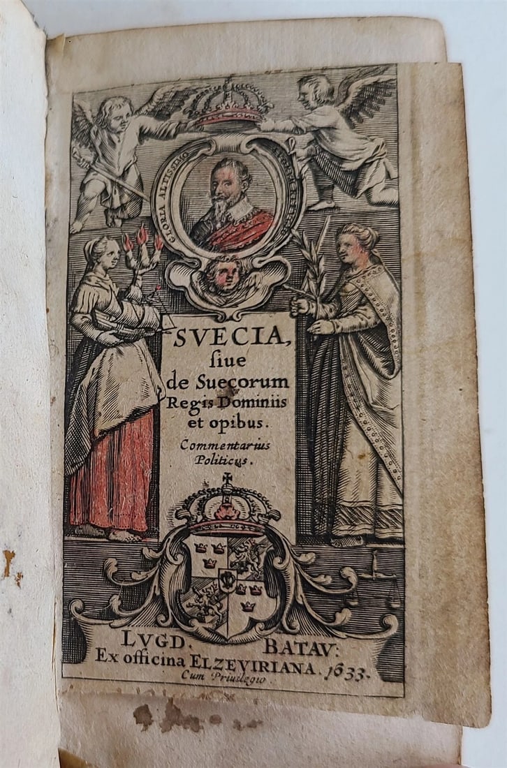 1633 ELZEVIR PRESS antique SWEDEN HISTORY POLITICS & GEOGRAPHY Suecia VELLUM: Valerii Maximi. Dictorum factorumque memorabilium. Libri IX Lyon, Ant. Gryphius; 1576 Size 3 1/4 by 4 3/4" [xxiv], 555, [1], 145, [29] pp. Woodcut printer's device on title-page. Original overlapping 