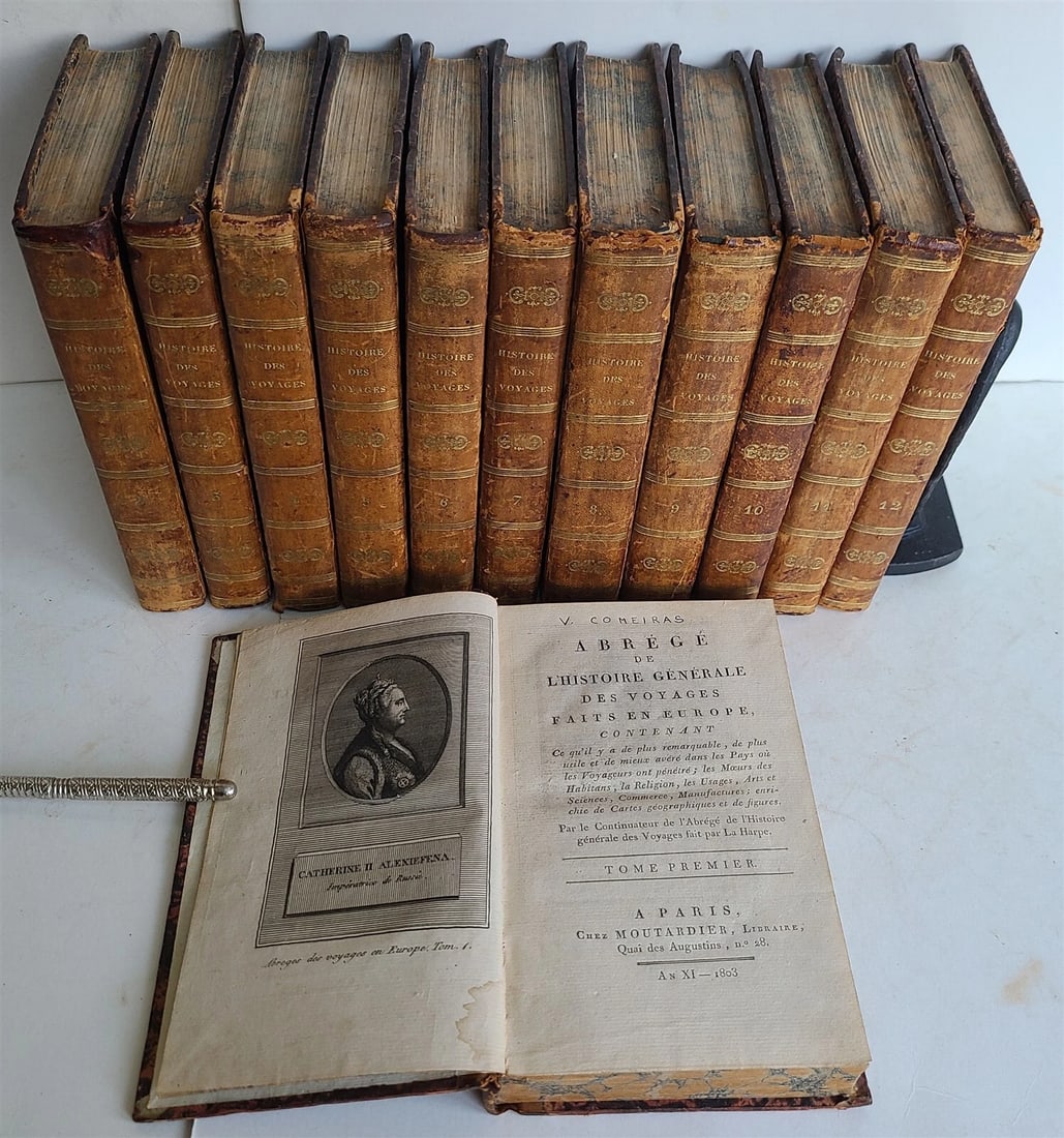 1803-1804 HISTORY of VOYAGES 12 VOLUMES SET ILLUSTRATED ANTIQUE in FRENCH: Francois de Belleforest (1530 – 1583) DU PAYS DE NORTGOW Rare view of MARGRAVIATE NORDGAU, GERMANY (or Bavarian Nordgau) from 1575 Belleforest revised French edition of Munster’s cosmograp