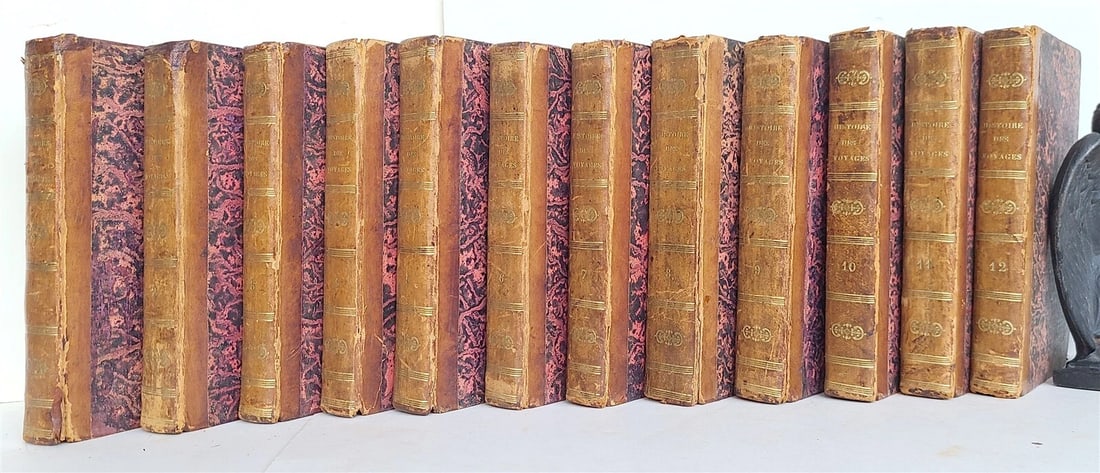 1803-1804 HISTORY of VOYAGES 12 VOLUMES SET ILLUSTRATED ANTIQUE in FRENCH - 2