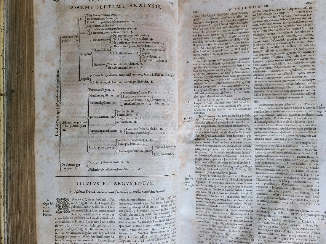 1682 Psalmorum Davidicorum 2 FOLIO VELLUM BOUND VOLUMES antique LATIN BIBLE - 10