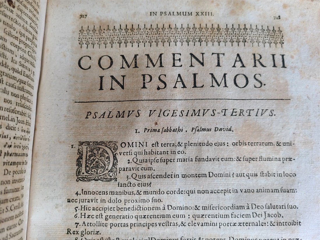 1682 Psalmorum Davidicorum 2 FOLIO VELLUM BOUND VOLUMES antique LATIN BIBLE - 12