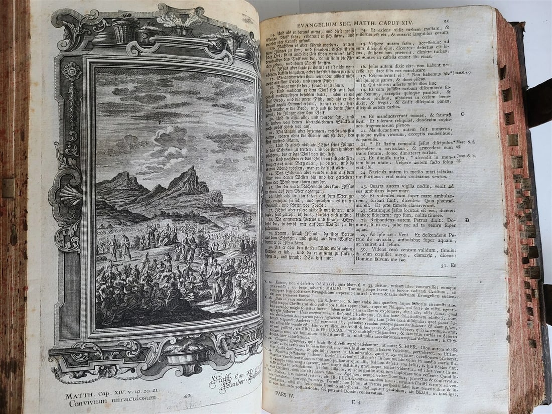 1770 BIBLE in LATIN - GERMAN ILLUSTRATED MASSIVE FOLIOS 2 volumes antique - 17