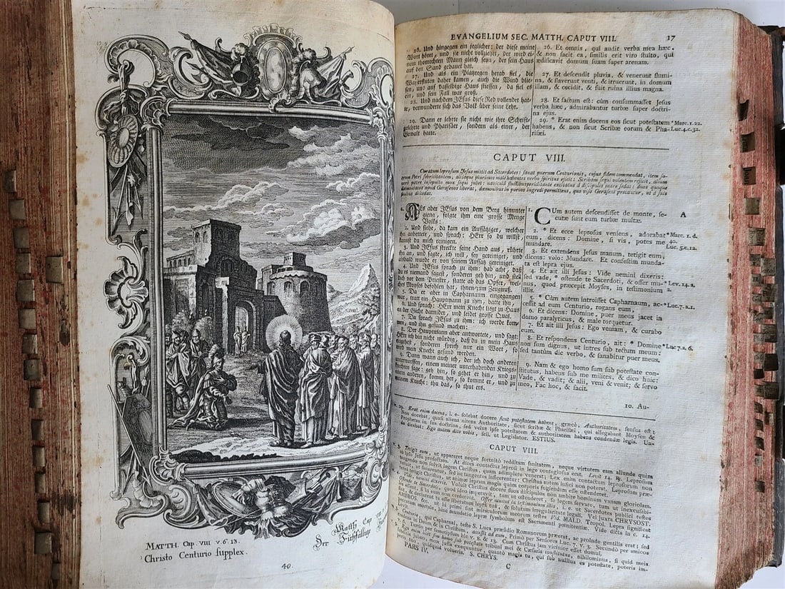 1770 BIBLE in LATIN - GERMAN ILLUSTRATED MASSIVE FOLIOS 2 volumes antique - 20