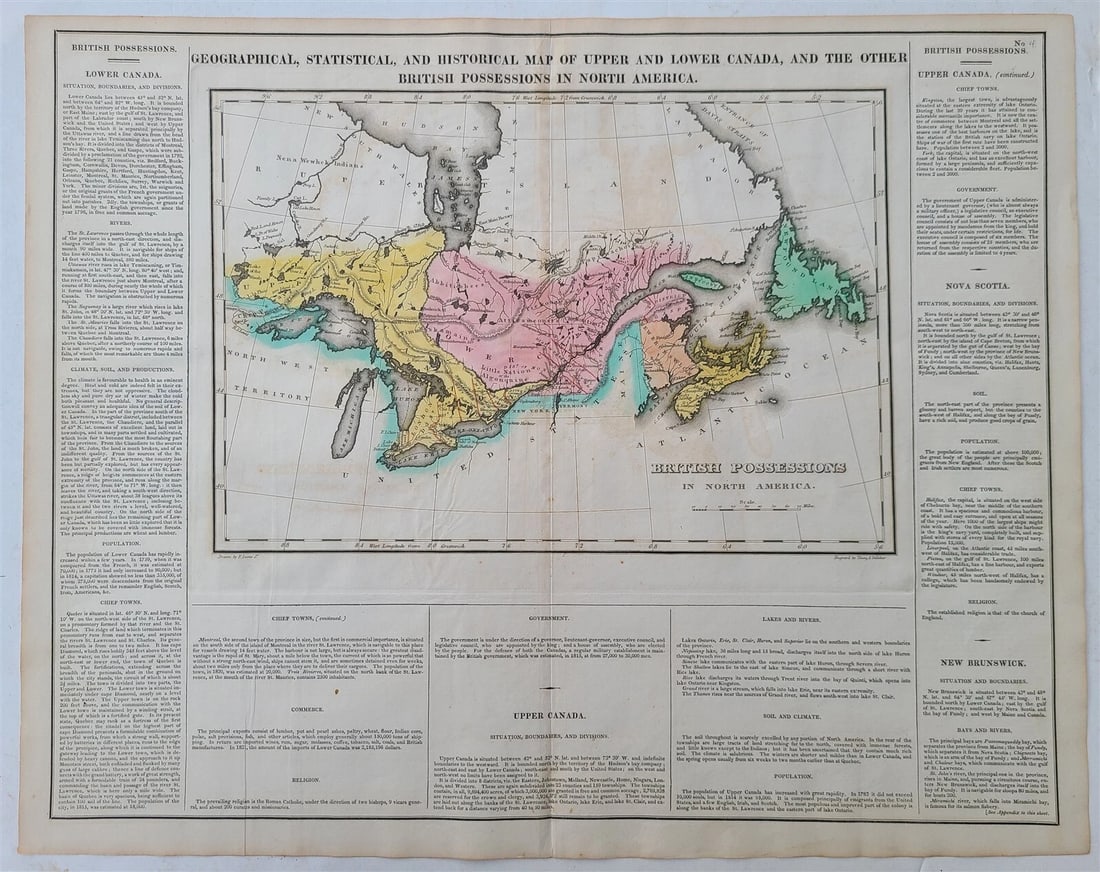 1822 MAP of CANADA & BRITISH POSSESSIONS in NORTH AMERICA GEOGRAPHICAL antique: 1822 MAP OF UNITED PROVINCES of SOUTH AMERICA GEOGRAPHICAL HISTORICAL # 49 from Carey & Lea’s Complete Historical, Chronological, and Geographical American Atlas. Overall size 17 1/2 by 21 3/4" 