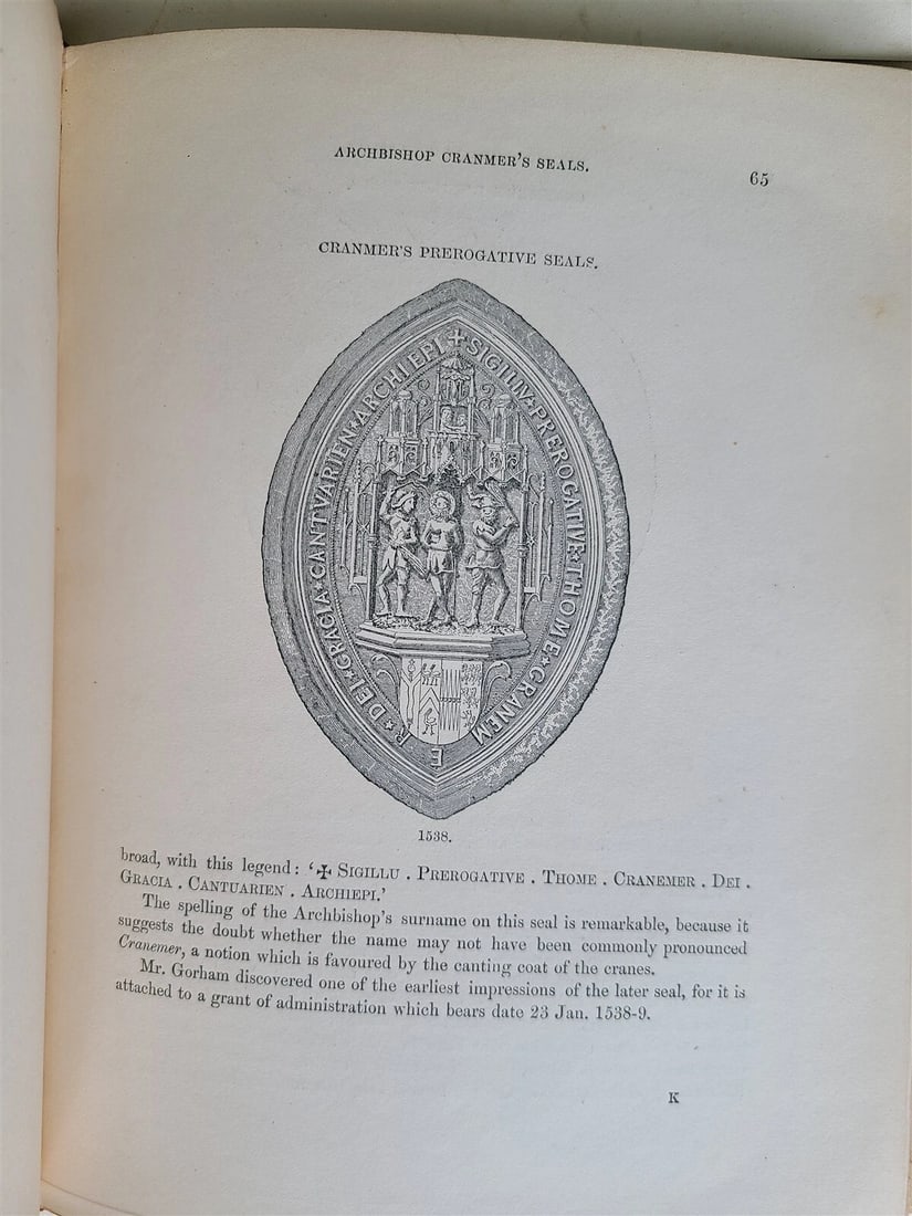 1877 GENEALOGICAL MEMOIRS of THOMAS CRANMER & THOMAS WOOD antique VELLUM BOUND - 10