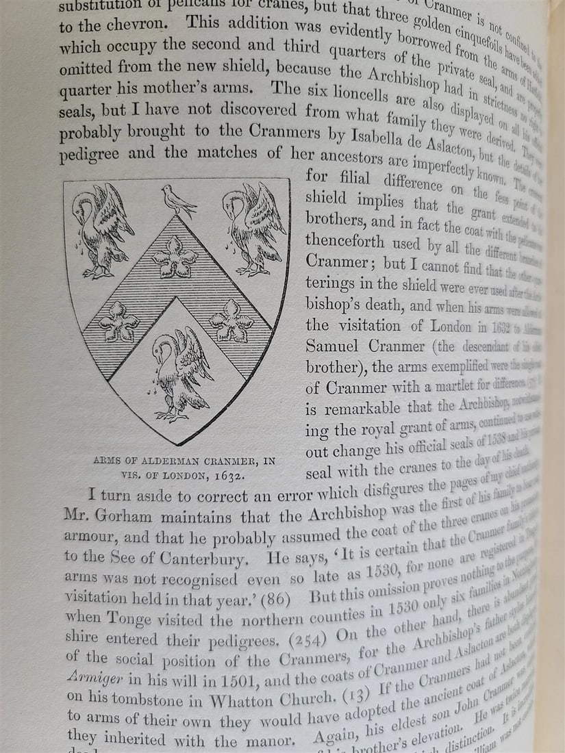 1877 GENEALOGICAL MEMOIRS of THOMAS CRANMER & THOMAS WOOD antique VELLUM BOUND - 7