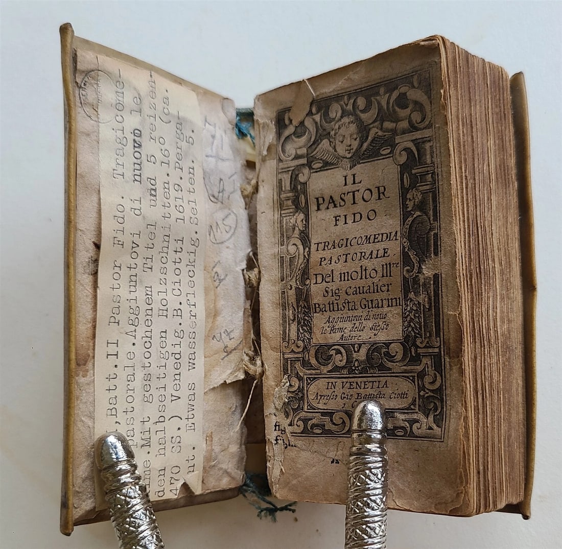 1619 IL PASTOR FIDO Tragicomedia pastorale antique VELLUM BOUND - 4