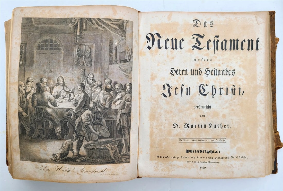 1829 BIBLE in GERMAN antique AMERICANA Philadelphia ILLUSTRATED w/ MAPS - 15