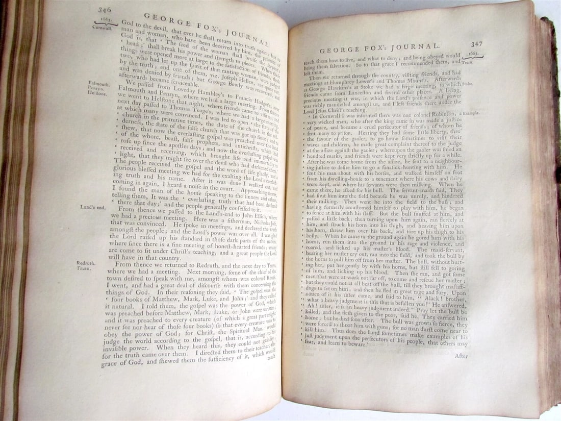 1765 Journal of Life Travels Sufferings of GEORGE FOX antique QUAKERS AMERICANA - 8