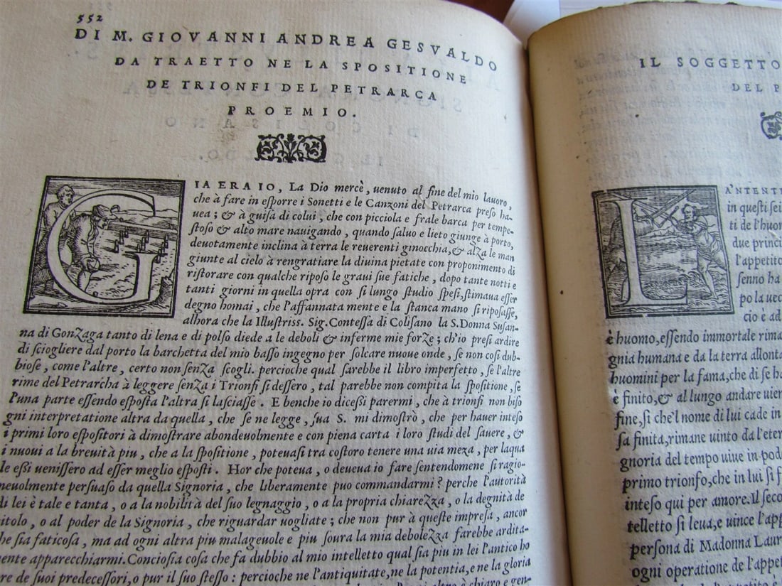 1553 PETRARCH VELLUM BINDING antique Con l'espositione di M. Giovanni Gesualdo - 15