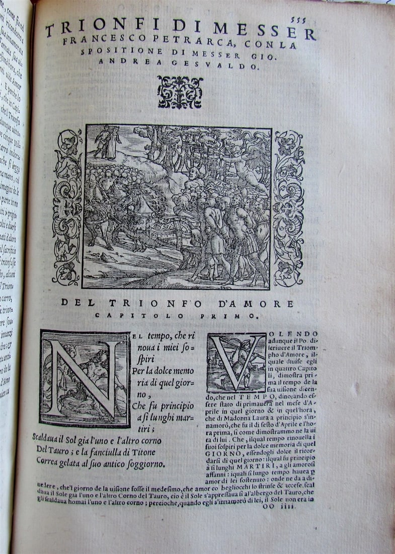 1553 PETRARCH VELLUM BINDING antique Con l'espositione di M. Giovanni Gesualdo - 8