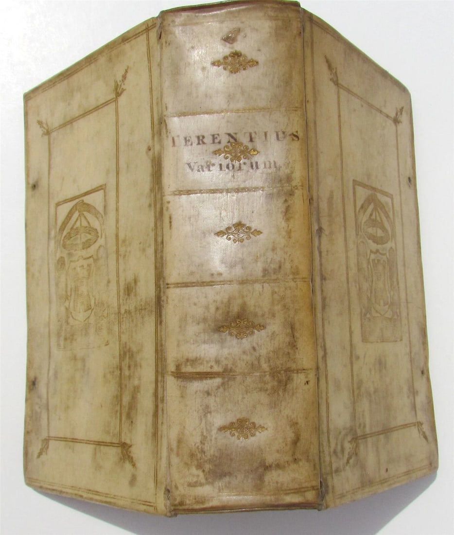 1686 TERENCE COMEDIES POETRY antique Publius Terentius Afer ARMORIAL VELLUM: SENECA, L. A., and P. SYRI MIMI. L. Annaei Senecae & P. Syri Mimi, Forsasn etiam Aliorum, Singulares Sententiae, Centum aliquot versibus ex Codd. Pall. & Frising, auctae & correctae, Studio & Opera