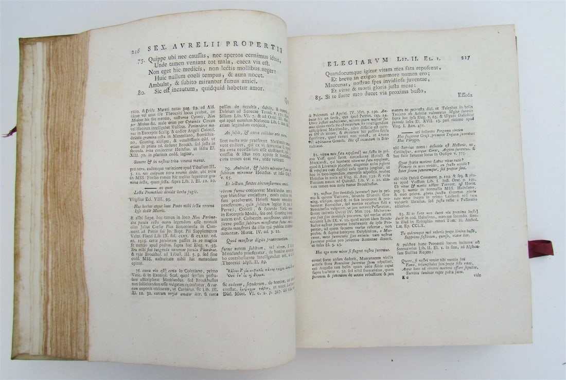 1780 Propertius POETRY Elegiarum UTRECHT ARMORIAL VELLUM BINDING antique - 6