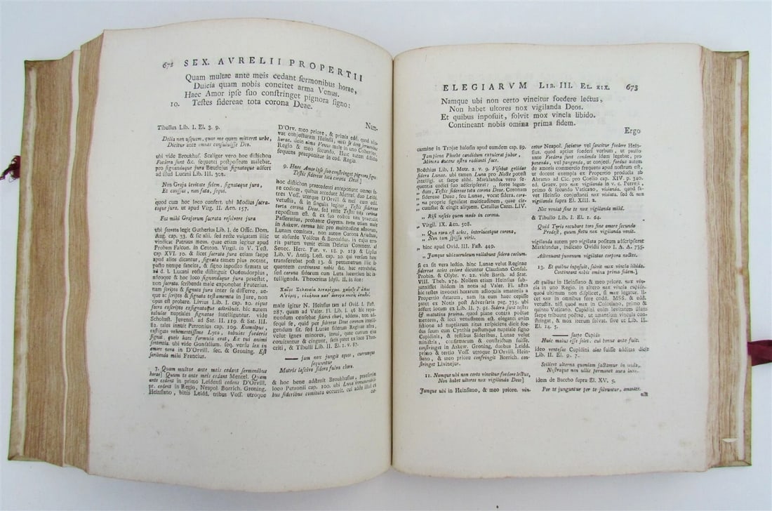 1780 Propertius POETRY Elegiarum UTRECHT ARMORIAL VELLUM BINDING antique - 8