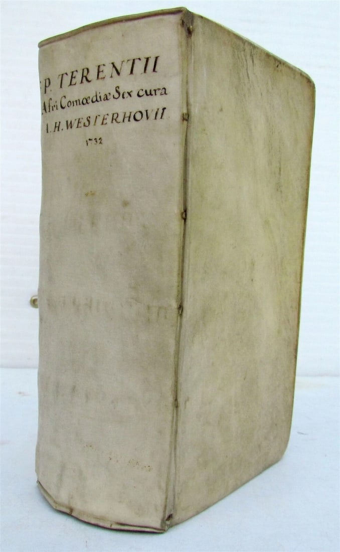 1732 TERENCE COMEDIES POETRY antique P Terentius Afer VELLUM BINDING - 2