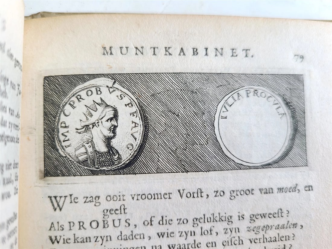 1695 NETHERLANDS NUMISMATICS antique VELLUM BINDING ILLUSTRATED - 12