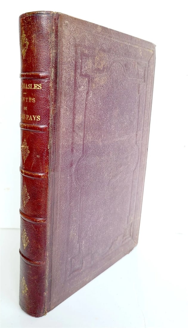 1880s CONTES de TOUS PAYS par EMILE CHASLES antique ILLUSTRATED: DRAMATIC WORKS of DAVID GARRICK 3 VOLUMES , COMPLETE London; 1798 Size 4 1/4 by 6 3/4" Original leather bindings decorated in gilt, gilt edges Very good condition of bindings , some burn spots to the 