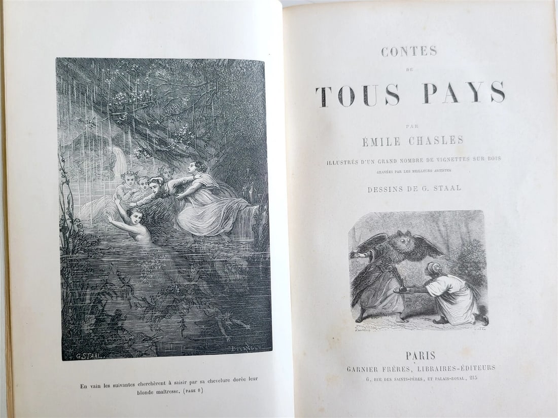 1880s CONTES de TOUS PAYS par EMILE CHASLES antique ILLUSTRATED - 2