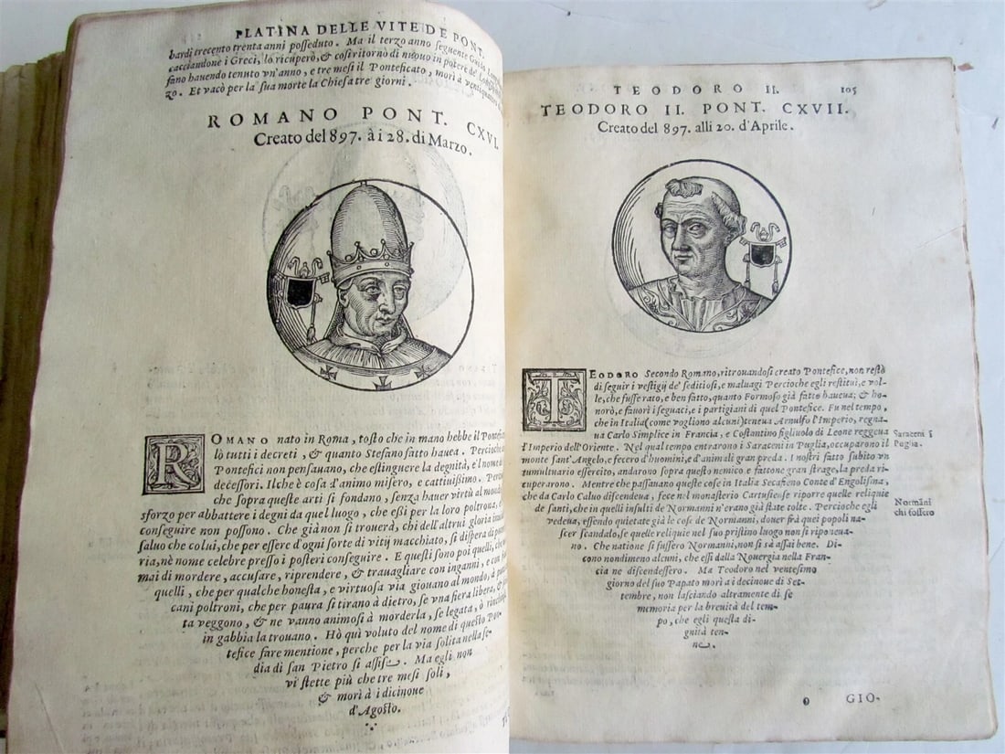 1600 BARTOLOMEO PLATINA LIVES of POPES antique 16th CENTURY ILLUSTRATED - 3
