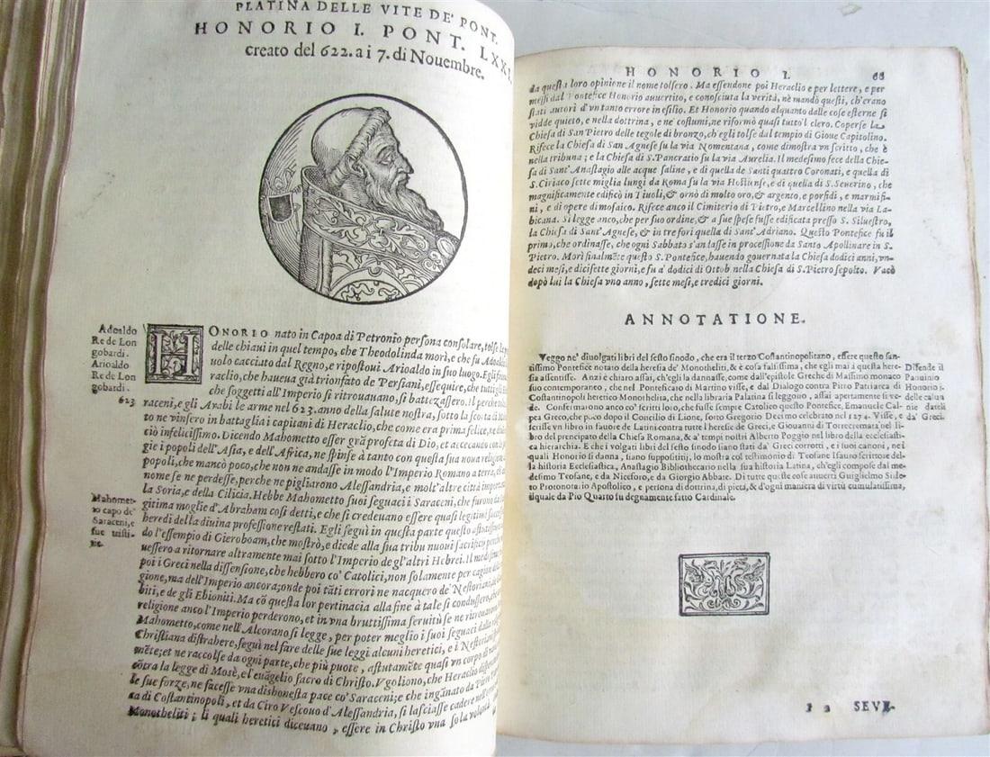 1600 BARTOLOMEO PLATINA LIVES of POPES antique 16th CENTURY ILLUSTRATED - 5