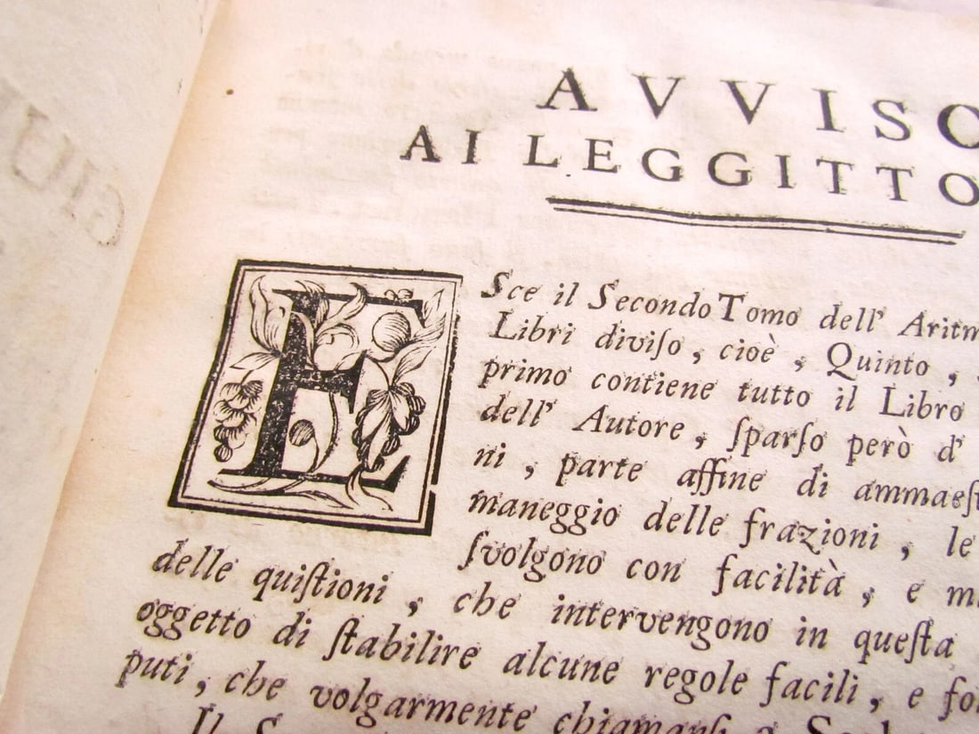 1765 Practical Arithmetic by Giulio Bassi 2 vols ARITMETICA PRACTICA MATHEMATICS - 13