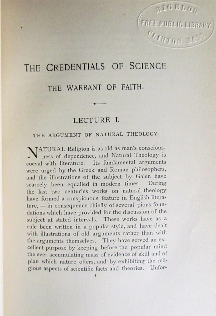 1893 THE CREDENTIALS of SCIENCE THE WARRANT of FAITH by J. COOKE antique - 3