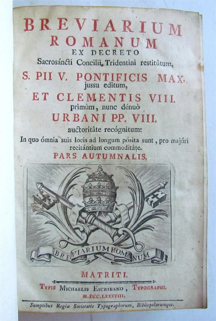 1788 BREVARIUM ROMANUM antique printed in MADRID - 3