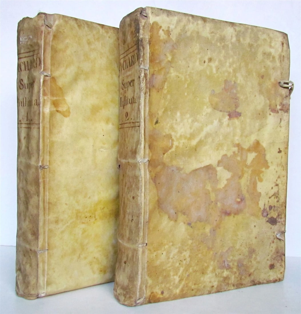 1671 LAW BOOKS 2 FOLIO VOLUMES Institutionum Imperatoris antique VELLUM BOUND - 2