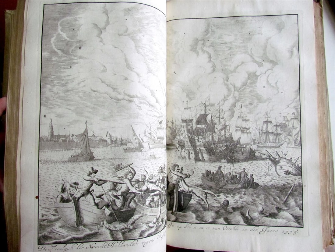 1703 NETHERLANDS HISTORY 2 FOLIO VOLUMES ILLUSTRATED ANTIQUE VELLUM BOUND - 8