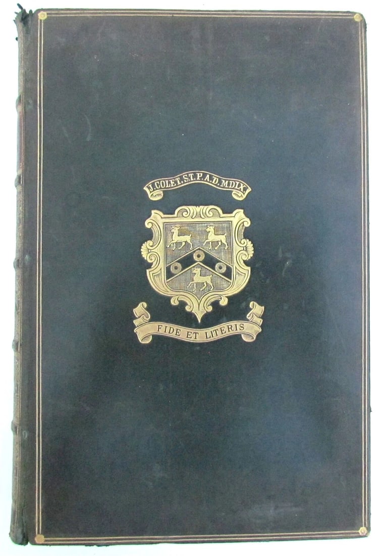 1909 LIFE of JOHN COLET FOUNDER of ST.PAUL'S SCHOOL antique DECORATIVE BINDING - 2