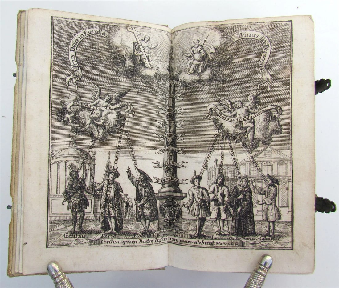 1738 COLUMNA et FIRMAMENTUM VERITATIS antique PIGSKIN BOUND in LATIN - 2