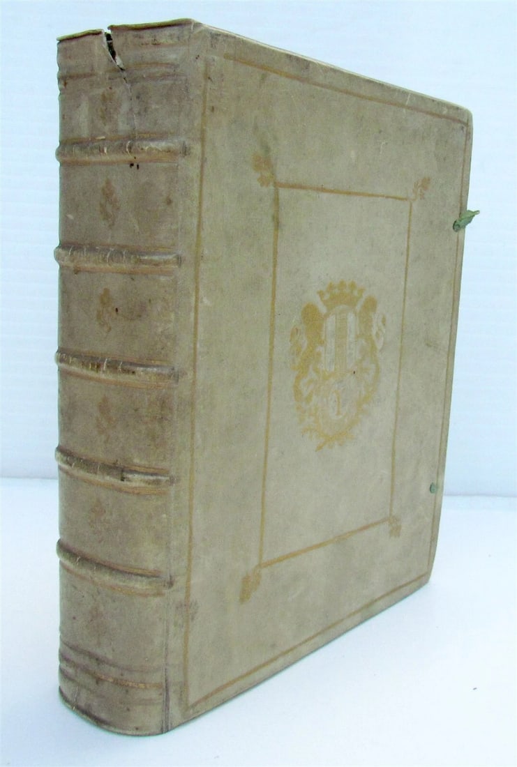 1740 PHARSALIA by LUCAN ARMORIAL VELLUM BINDING antique De Bello Civili - 2