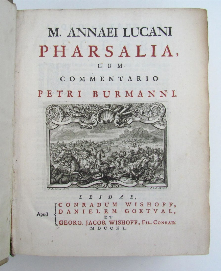 1740 PHARSALIA by LUCAN ARMORIAL VELLUM BINDING antique De Bello Civili - 3