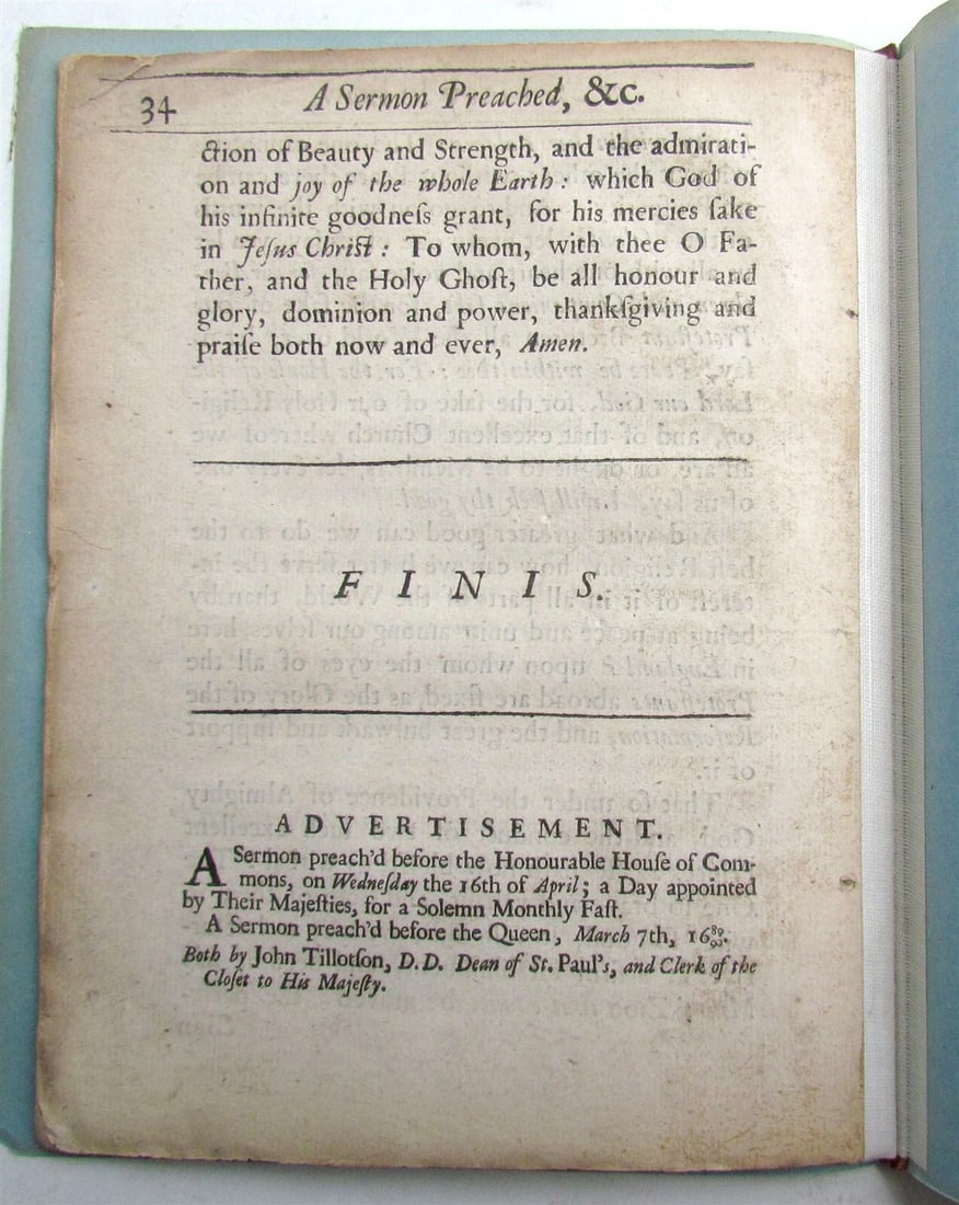 1690 Dr. TILLOTSON's FAST SERMON before LORD MAYOR antique in ENGLISH - 5