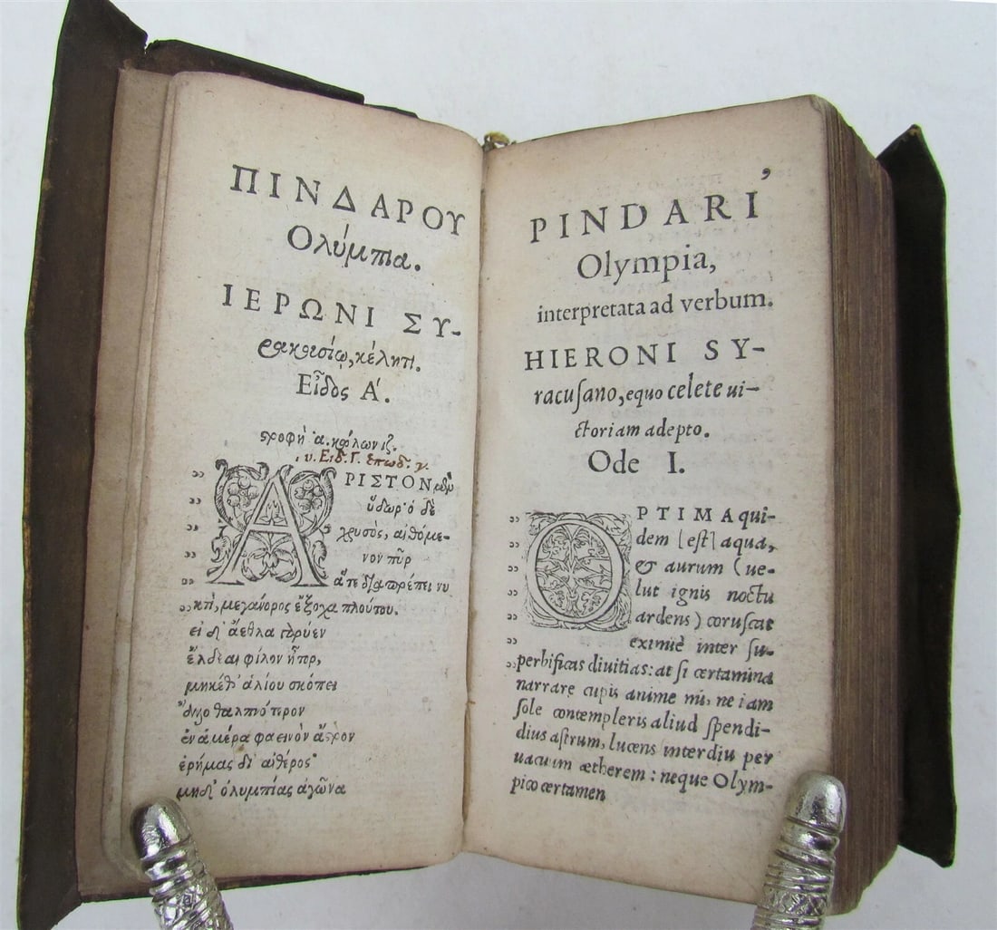 1566 PINDARI OLYMPIA vellum bound ANTIQUE Pindarus GREEK & LATIN Poetry - 5
