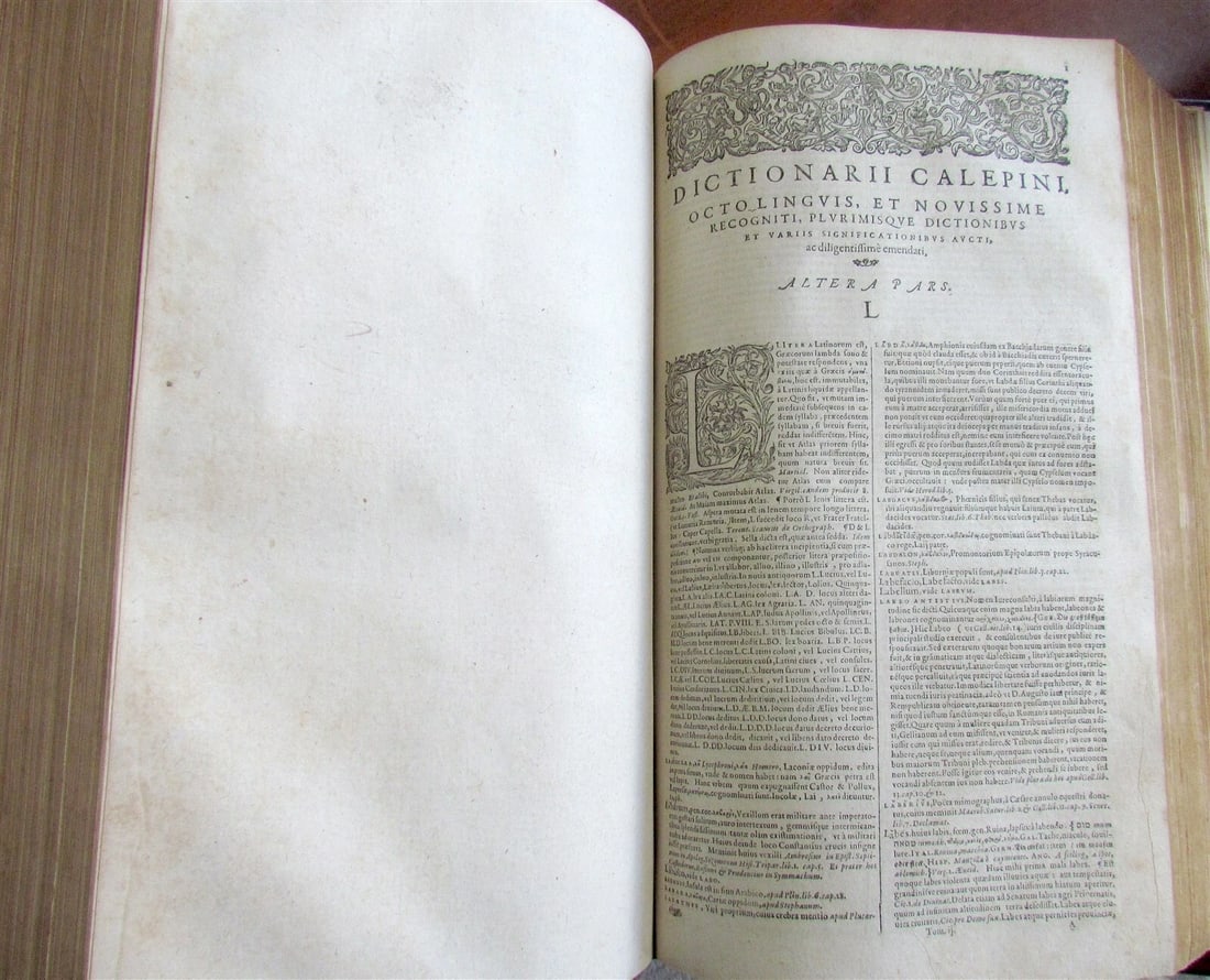 1620 Dictionarium Octolingue Ambrose Calepini antique MASSIVE FOLIO 7 LANGUAGES - 11