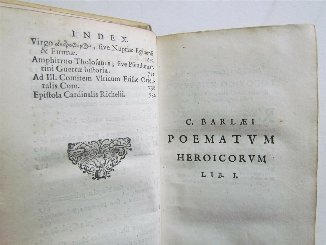 1645 POETRY by Caspar Barlaeus ANTIQUE VELLUM BOUND 17th CENTURY - 4