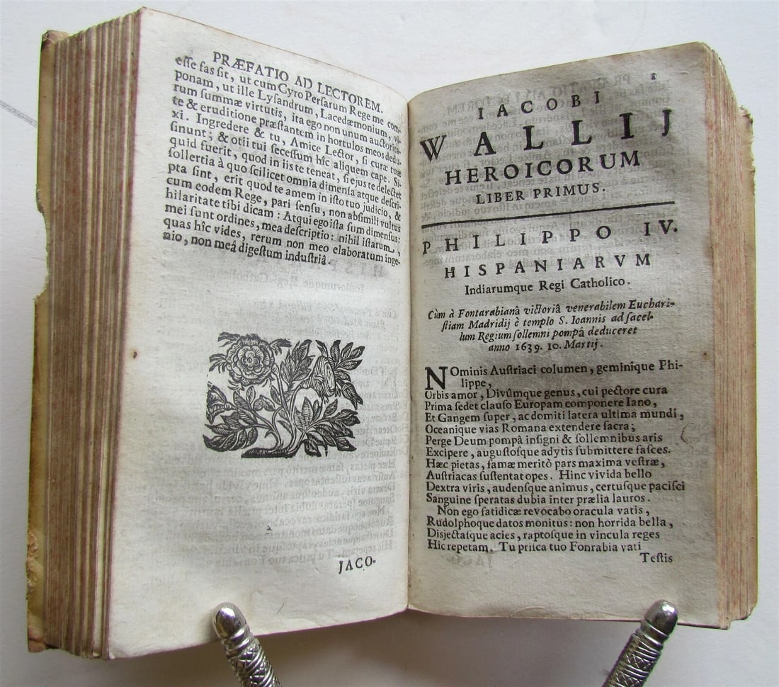 1696 POETRY by Hosschius & Wallius ANTIQUE VELLUM BOUND 17th CENTURY - 10