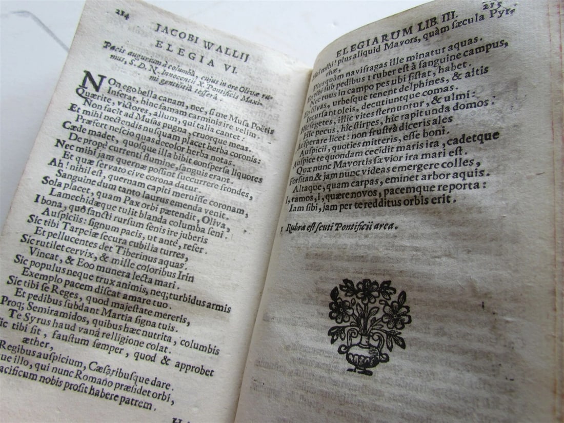 1696 POETRY by Hosschius & Wallius ANTIQUE VELLUM BOUND 17th CENTURY - 9