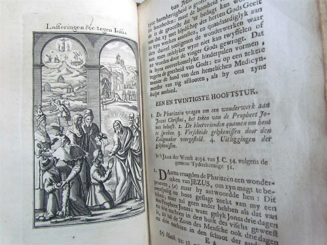 1741 ILLUSTRATED JESUS WONDERS HISTORY by A. CALMET ANTIQUE in DUTCH w/ MAP - 11