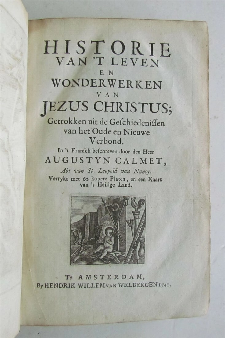 1741 ILLUSTRATED JESUS WONDERS HISTORY by A. CALMET ANTIQUE in DUTCH w/ MAP - 5