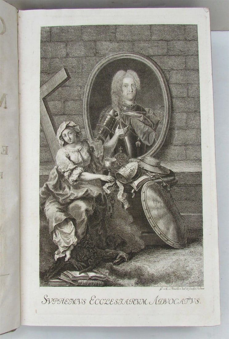 1727 GERMANIA SACRA by M. Hansiz BLINDSTAMPED PIGSKIN antique FOLIO w/ MAP (1 of 12)