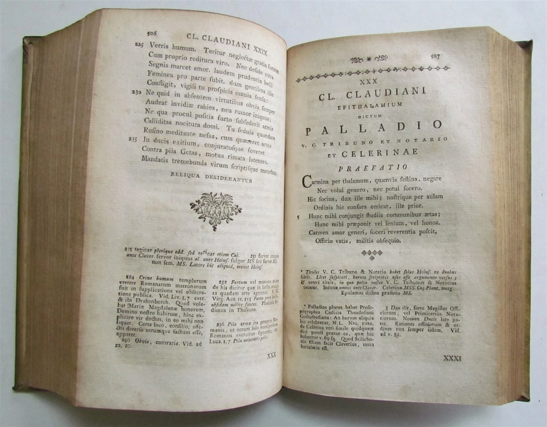 1759 ANCIENT POETRY by CLAUDIAN VELLUM BOUND antique - 6