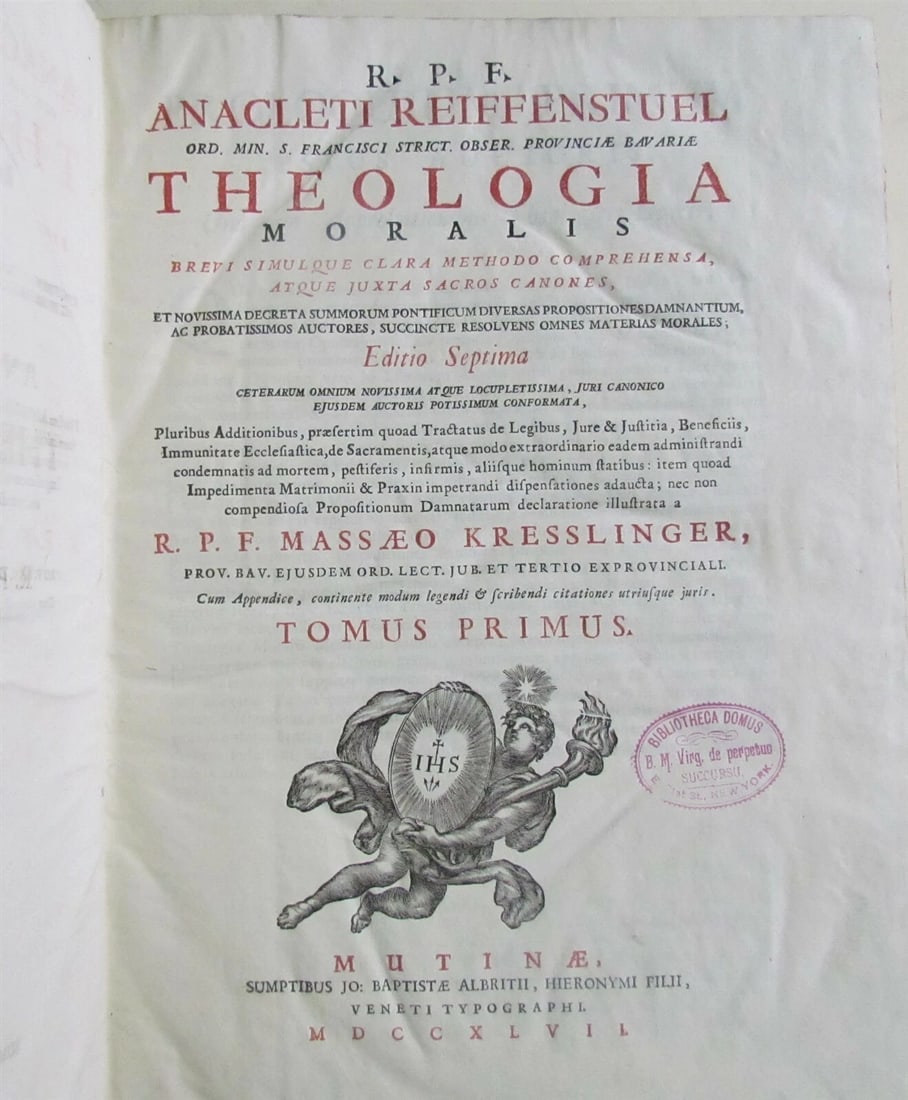 1747 R.P.F ANACLETI REIFFENSTUEL THEOLOGIA MORALIS VELLUM BOUND ANTIQUE FOLIO - 2