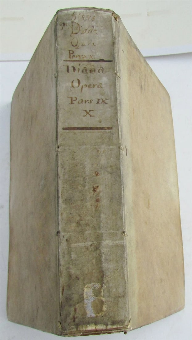 1650 VELLUM BOUND ANTIQUE FOLIO Antonini Diana Panormitani Resolutiones Morales: Cologny or Colonia Allobrogum, Italy), 1759. Folio (10 1/4 by 15") Very good condition, foxing on the pages. Ex-library. (23) Reserve: $266.00 Shipping: Domestic: Flat-rate of $25.00 to anywhere with