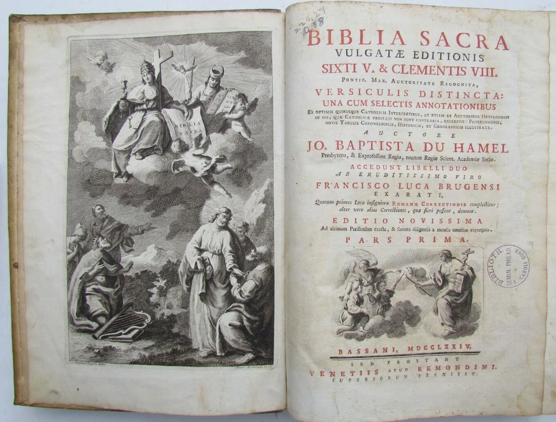 1774 HOLY BIBLE in LATIN BIBLIA SACRA ANTIQUE VELLUM BOUND FOLIO 2 VOLUMES - 3